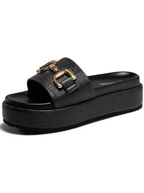 Women's Black Comfortable Stylish Casual Beach Style Round Open Toe Sandals